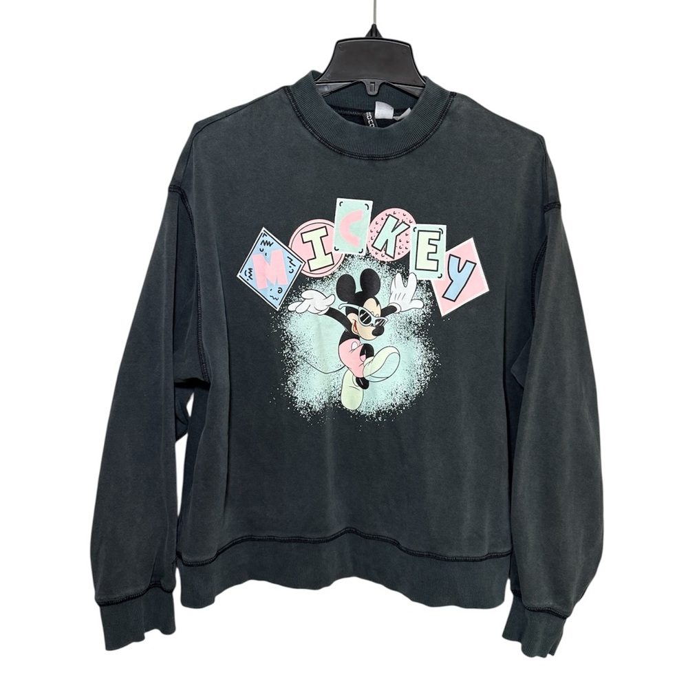Disney Black Mickey Mouse Crew Neck Sweater Size M
